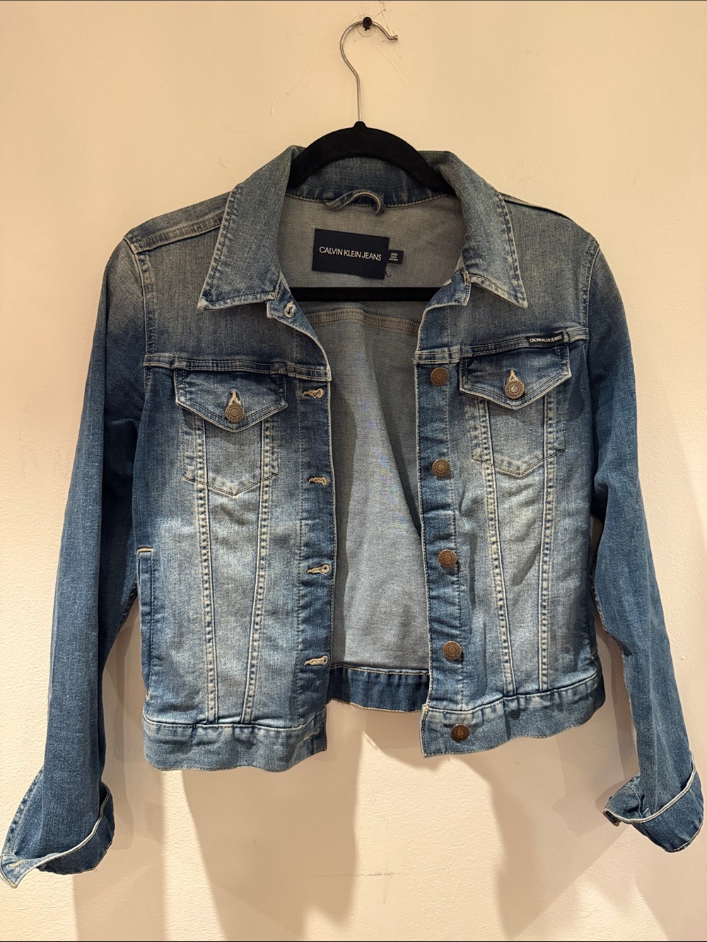 Calvin Klein Women's small dark Blue & light washed Denim Jacket